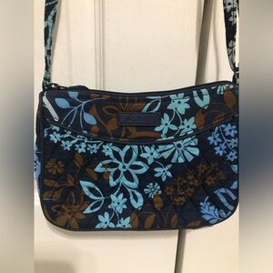 Vera Bradley Java Floral Little Crossbody‎ bag Blue Brown purse travel